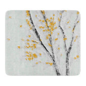 Herbstzweige mit gelben Herbstlauben Schneidebrett (Vorderseite)