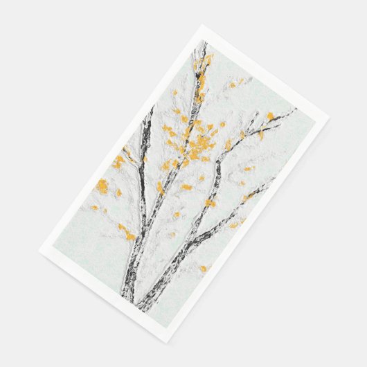 Herbstzweige mit gelben Herbstlauben Serviette (Ecke)