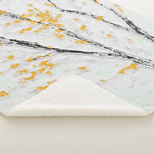 Herbstzweige mit gelben Herbstlauben Sherpadecke (3/4)