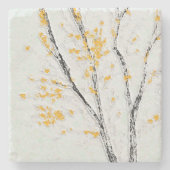 Herbstzweige mit gelben Herbstlauben Steinuntersetzer (Vorderseite)