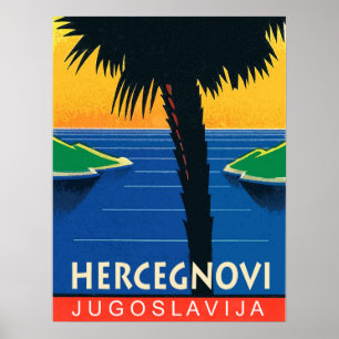 Herceg Novi, Montenegro, Jugoslawien, Jahrgang Poster