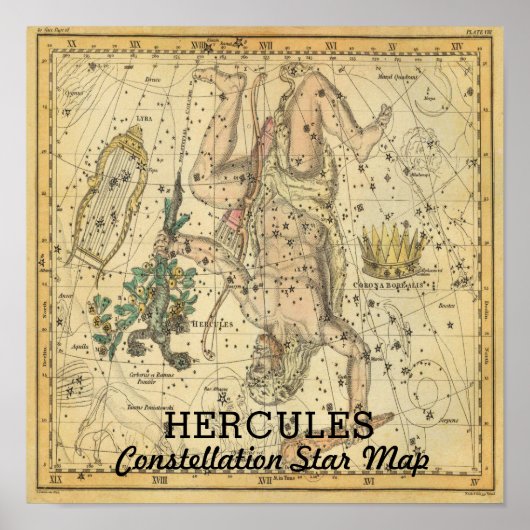 Hercules Constellation Star Map Crown Lyra Poster (Vorne)