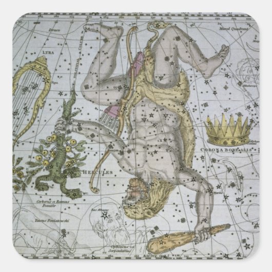 Hercules, from 'A Celestial Atlas', pub. in 1822 ( Quadratischer Aufkleber (Vorderseite)
