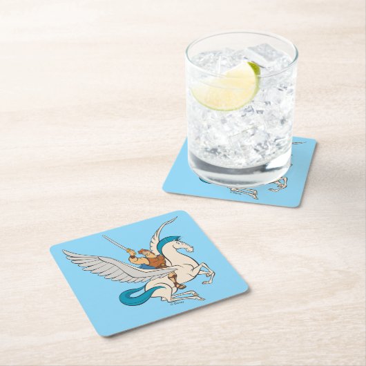 Hercules Riding Pegasus Square Paper Coaster Rechteckiger Pappuntersetzer (Vor Ort)
