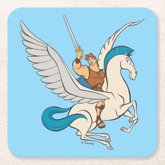 Hercules Riding Pegasus Square Paper Coaster Rechteckiger Pappuntersetzer (Vorderseite)