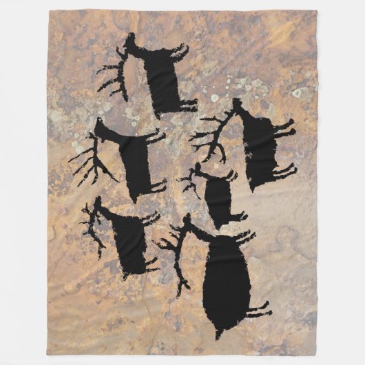 Herd des Elk Petroglyph Fleecedecke (Vorderseite)