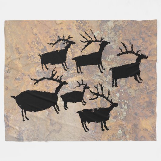 Herd des Elk Petroglyph Fleecedecke (Vorderseite (Horizontal))