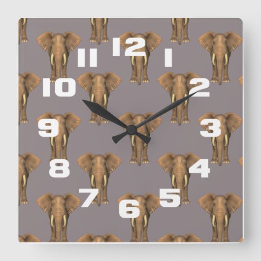 Herd of Elephants Quadratische Wanduhr (Vorderseite)
