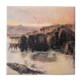 Herd von Buffalo (von Charles M. Russell) Fliese (Vorderseite)
