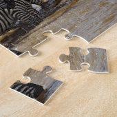 Herd von Burchell's Zebras trinken aus Mara Puzzle (Seite)