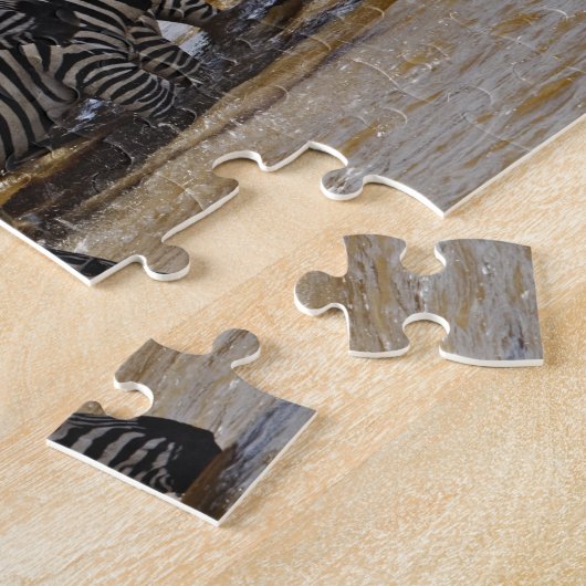 Herd von Burchell's Zebras trinken aus Mara Puzzle (Seite)