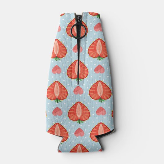 Herdbeeren mit Polka-Punkten und Herz Flaschenkühler (Rückseite)
