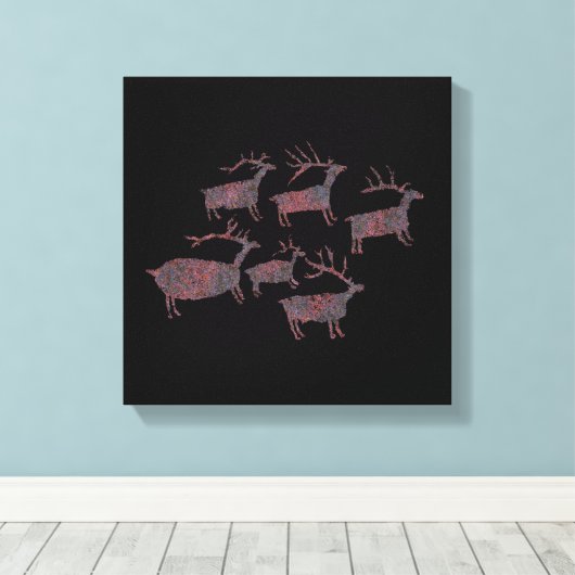 Herde der Elch-Petroglyphe Leinwanddruck (Insitu (Holzboden))