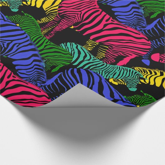 Herde des Fantasie farbigen Zebra Geschenkpapier (Ecke)