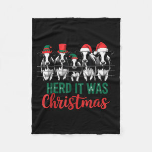 Herde Es War Weihnachten Süße Festliche Kühe Xmas Fleecedecke