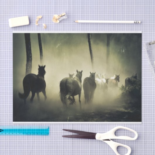 Herde wild lebender Pferde Seidenpapier (Handwerk)