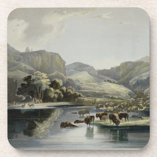 Herden des Bisons und der Elche auf dem Oberleder Untersetzer (Vorderseite)