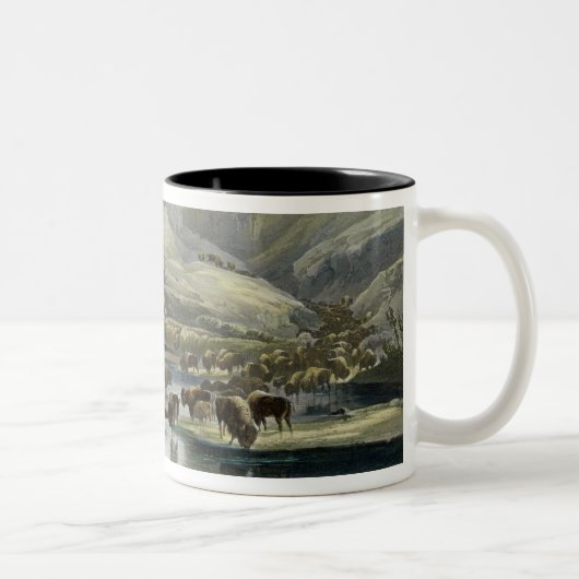 Herden des Bisons und der Elche auf dem Oberleder Zweifarbige Tasse (Rechts)