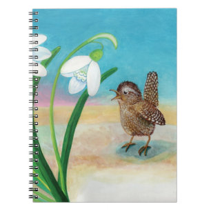 Herden des Frühlings - Wren-Vogel und Schneeröcke Notizblock