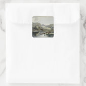 Herden von Bison und Elk im oberen Missouri, Plat Quadratischer Aufkleber (Tasche)