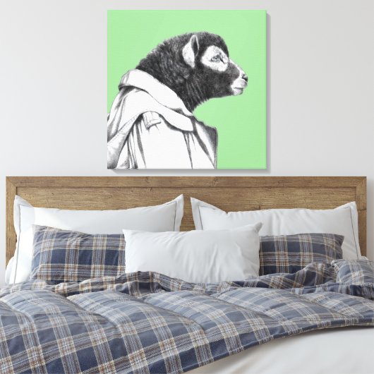 Herdwick Lamb in Trench Coat (Moegi) Leinwanddruck (Insitu (Schlafzimmer))