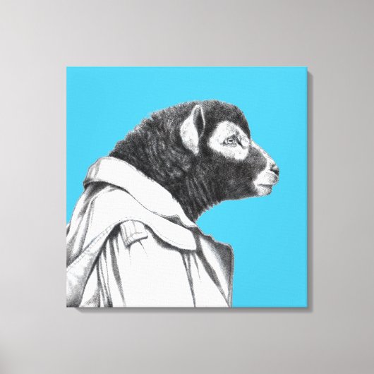 Herdwick Lamb in Trench Coat (Old School Blue) Leinwanddruck (Vorderseite)