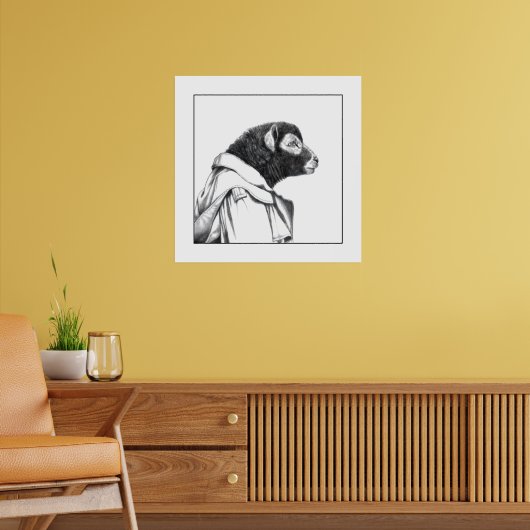 Herdwick Lamb in Trench Coat (Schnee) Poster (Wohnzimmer 2)
