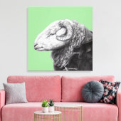 Herdwick Ram in Duffel Coat (Moegi) Leinwanddruck (Insitu (Wohnzimmer))
