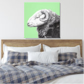 Herdwick Ram in Duffel Coat (Moegi) Leinwanddruck (Insitu (Schlafzimmer))