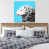 Herdwick Ram in Duffel Coat (Old School Blue) Leinwanddruck (Insitu (Schlafzimmer))