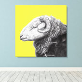 Herdwick Ram in Duffel Coat (Retro Yellow) Leinwanddruck (Insitu (Holzboden))