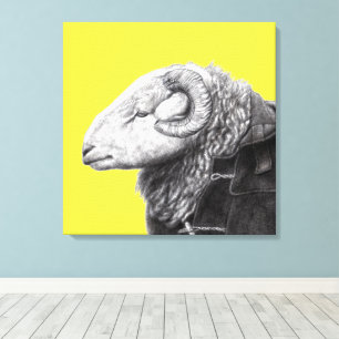Herdwick Ram in Duffel Coat (Retro Yellow) Leinwanddruck