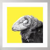 Herdwick Ram in Duffel Coat (Retro Yellow) Poster (Vorne)