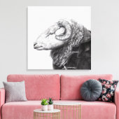 Herdwick Ram in Duffel Coat (Schnee) Leinwanddruck (Insitu (Wohnzimmer))