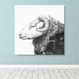 Herdwick Ram in Duffel Coat (Schnee) Leinwanddruck