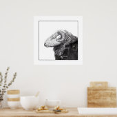 Herdwick Ram in Duffel Coat (Schnee) Poster (Küche)