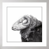 Herdwick Ram in Duffel Coat (Schnee) Poster (Vorne)