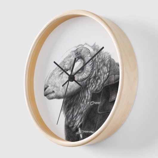 Herdwick Ram in Duffel Coat (Schnee) Uhr (Winkel)