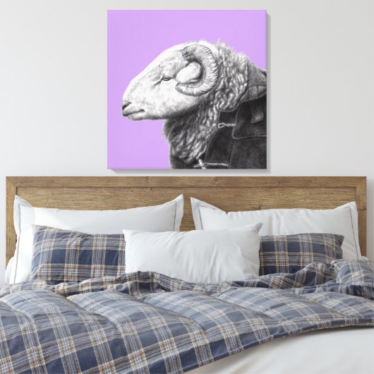 Herdwick Ram in Duffel Coat (Sumire) Leinwanddruck (Insitu (Schlafzimmer))