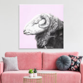Herdwick Ram in Duffel Coat (Ume) Leinwanddruck (Insitu (Wohnzimmer))