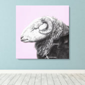Herdwick Ram in Duffel Coat (Ume) Leinwanddruck (Insitu (Holzboden))