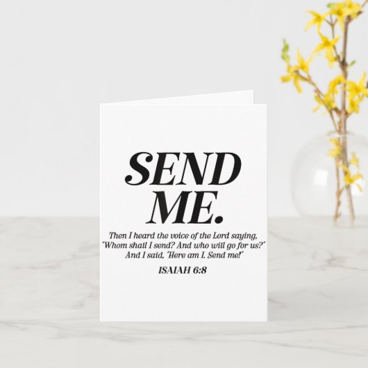 Here Am I Send Me Isaiah 6_8 Christian Bible Verse Karte (Gelbe Blume)
