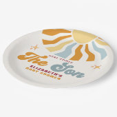 Here come the son - Funny Retro Style  Baby Shower Pappteller (Schrägansicht)