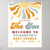 Here come the son - Retro Sun Baby Shower Poster (Vorne)