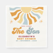 Here come the son - Sun Retro Baby Shower Serviette (Vorderseite)