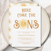 Here Come The Sons Twin Boys Baby Shower Einladung