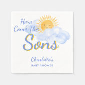 Here Come The Sons Twin Boys' Baby Shower Serviette (Vorderseite)