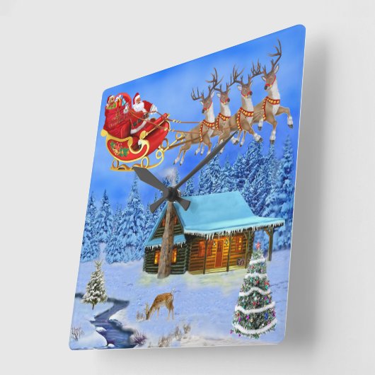 HERE COMES SANTA CLAUS QUADRATISCHE WANDUHR (Winkel)