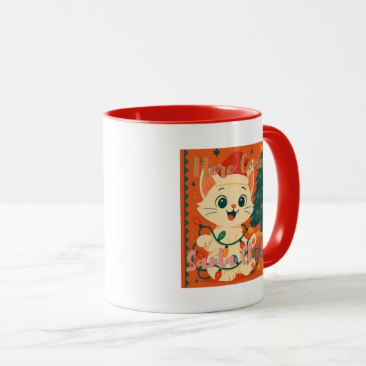 Here Comes Santa Claws! Cute & Funny Cat Tasse (VorderseiteRechts)