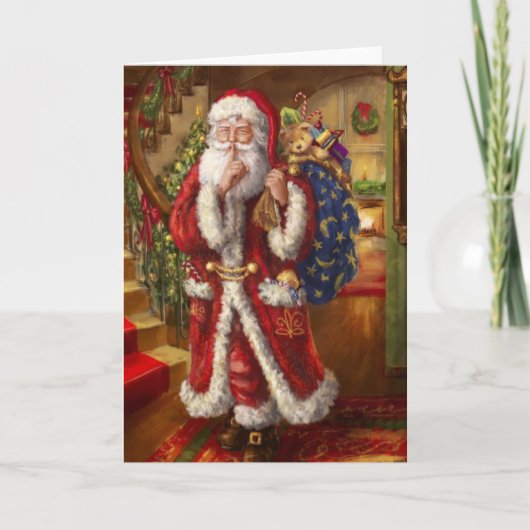 Here Comes Santa Feiertagskarte (Vorderseite)